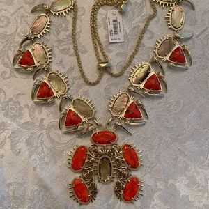 Kendra Scott Gold Odessa Necklace Rodeo Exclusive Red & Gold New